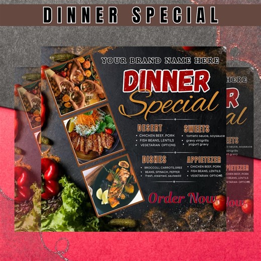 Editable Restaurant Menu Flyer – Printable Canva Template | Dinner & Lunch Specials Menu, Food Specials Flyer, Digital Download - Etsy