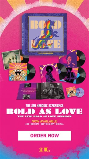 Bold As Love – The Axis: Bold As Love Sessions is now available on 5LP Blu-ray, 4CD Blu-ray and digital formats. This super deluxe box set highlights an expansive new collection featuring the original stereo and mono mixes of Axis: Bold As Love newly remastered from the original mixes created by Jimi Hendrix, the album’s producer Chas Chandler and original engineer Eddie Kramer, 24bit/96KHz uncompressed audio from both the original 1967 stereo and monaural album mixes plus a new immersive Dolby 