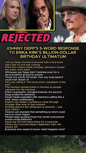Johnny Depp’s 5-Word Bombshell to Erika Kirk! #shorts #viralvideo