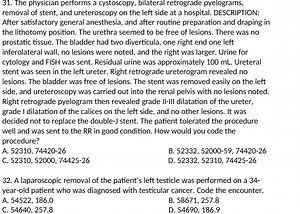 The physician performs a cystoscopy, bilateral retrograde pyelo... | Filo