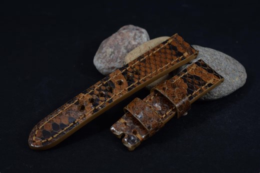 20/18-120/75 Mm Genuine Python Skin Watch Strap Honey Brown Handmade Band (260) - Etsy