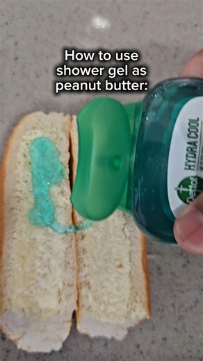 How to use shower gel as peanut butter. Tutorial. #humor #tutorial #showergel #peanutbutter