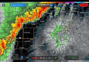 Back here in Denton County, 11:50pm radar shows the line of severe thunderstorms is in the Abilene area to the Northeast. The line is moving East while individual storms are moving to the Northeast. ETA on this line to reach Denton County is between 3-5am. | Denton Scanner