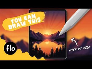 You Can Draw This! 🌲 Easy Sunset Lake Scene in Procreate