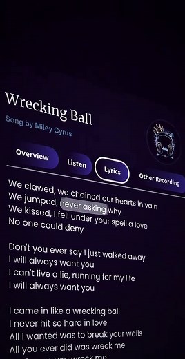 Wrecking Ball by Miley Cyrus Lyrics