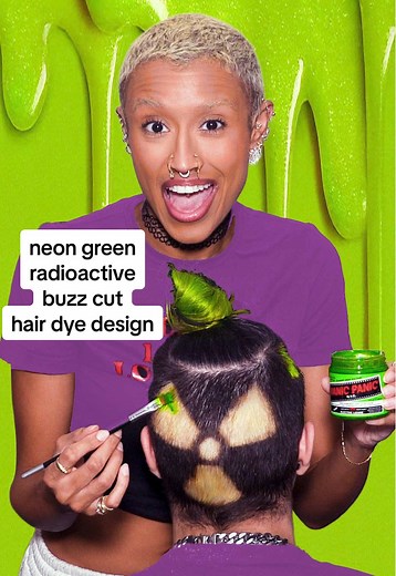Radical Neon Green Radioactive Buzz Cut Hair Dye Design