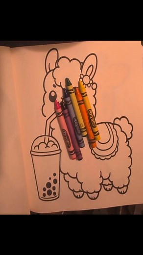 llama from my Cute Animals Drinking Boba Coloring Book #coloring #coloringfun #coloringpages #coloringtherapy | Kellys Cute Creations