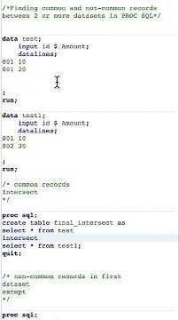Finding Common and Not Common Records Between 2 or More Datasets in PROC SQL