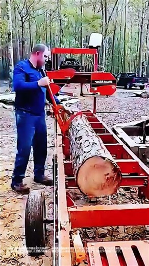 【驚異の精度】巨大な原木を両断する製材機の圧倒的なパワー #worker #process #heavyequipment #power #woodcutting