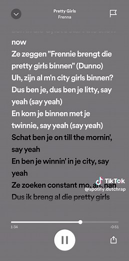 Pretty Girls #frenna #lyrics #spotify #nederlandserap #dutch #foryou #dutchtiktok #prettygirls
