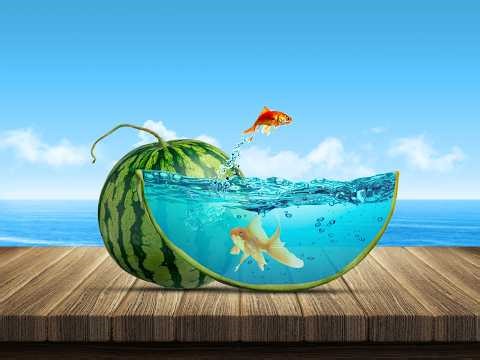 Photo Manipulation in Photoshop | watermelon and Fish #photoshop