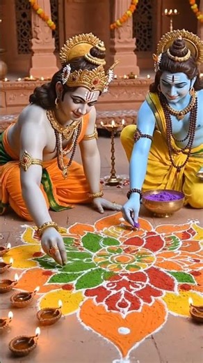 rangoli bnate hue ram ji or hanuman ji 🚩#rangoli #hanuman #bhakti #trending