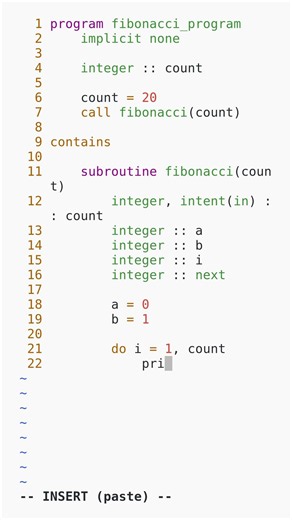 Fibonacci Sequence in Fortran