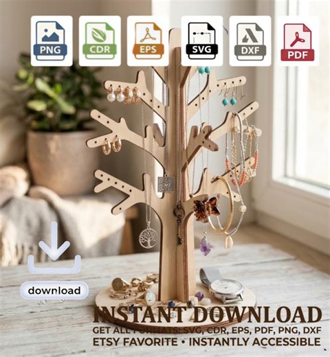 Wooden Jewelry Tree Stand – Minimalist Plywood Organizer, Scandi Style Display (digital Download) - Etsy