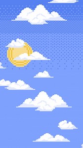 Free stock video - Motion graphic of flat design pixel art cloud illustration