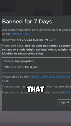 THE FUNNIEST ROBLOX BANS EVER 😂 #roblox #shorts #memes