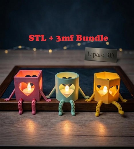 STL 3mf Bundle for 3D Printing – Heart, Circle, Hexagon, Movable Legs, Flexi Decoration – Digital Download for Gifting, E.g., on Mother's Day - Etsy