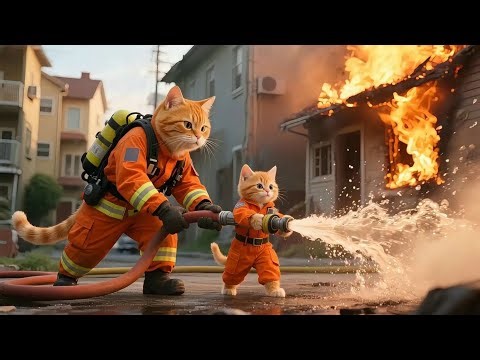 Firefighter Cats to the Rescue! 🐱🔥🚒 | Cutest Heroes Ever! #youtubevideo