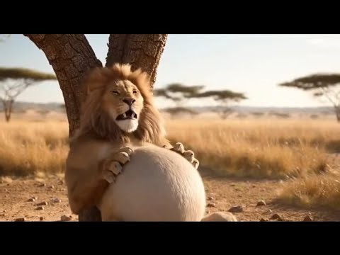 Furry lion eat antilope gazelle, after vore scenes big belly, digestion with burping. Generation 1