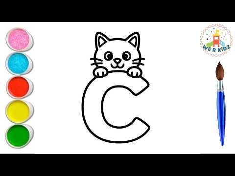 C for CAT || Alphabets Drawing and Coloring | Best Alphabet Video || Cc || Let's Color the ABCD 😊