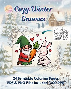 Cozy Winter Gnomes 24 Coloring Pages Printable PDF and PNG Winter Activity - Etsy