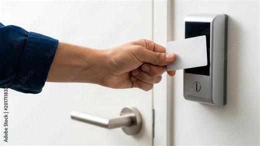 Smart card access in electronic door lock system, modern security and access control in office environment