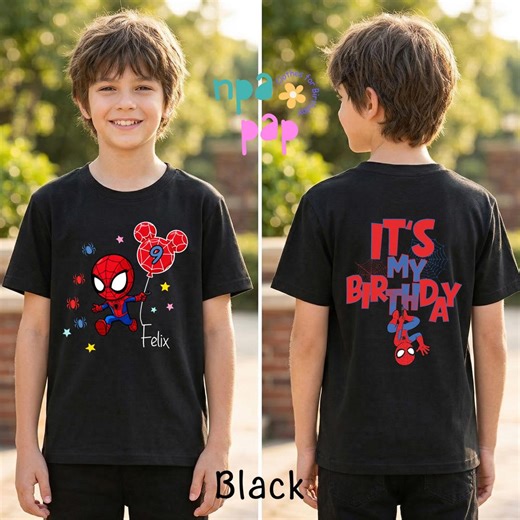 Custom Kids Birthday Superhero Spider Tee, Personalized Ghost Spider Comics Tee, Age Name Spider Theme Shirt, His Amazing Friends Kid Shirt