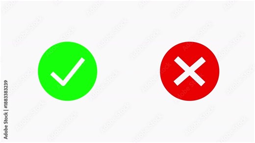 Animated yes or no icon on terns parent background. Tick or check mark and cross mark signs icon animation. False and true, right and wrong 4k video.