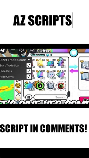 Trade scam script Pet Simulator 99! 💢 #roblox #shorts #fyp #petsimulator99 #codex #robloxfyp