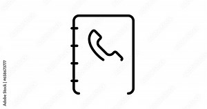 phone book animated outline icon with alpha channel. phone book 4k video animation for web, mobile and ui design