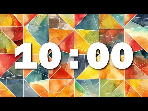 Geometric Countdown Timer | Yellows, Reds, Blues | 10:00