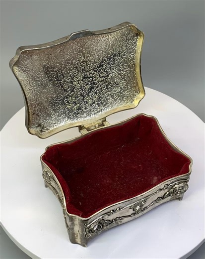 Vintage Silverplate Jewelry Casket – Regent Square Ornate Rose Jewelry Box With Red Velvet Interior - Etsy