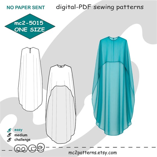 High-low Cape Sewing Pattern: Bridal Easy-to-make (digital PDF Download) One-size - Etsy