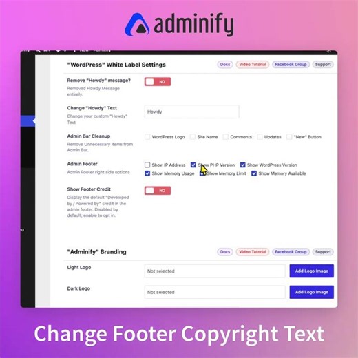 Change WordPress Admin Footer Copyright Text (No Code)