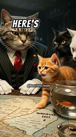 The Cat Mafia Boss… Is a Tiny Kitten 😳🐱 #actionshorts #shorts #catvideos