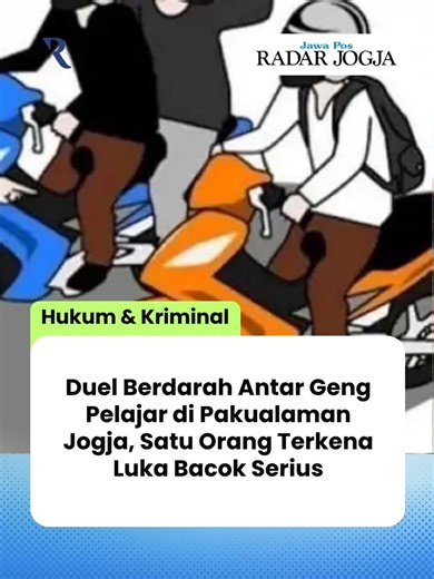 JOGJA - Aksi kekerasan jalanan kembali menghampiri Kota Pelajar. Kali ini, sebuah duel maut yang dipicu perselisihan internal geng pecah di Jalan Ki Mangun Sarkoro, tepatnya di depan SMP Muhammadiyah 4 Yogyakarta, Kemantren Pakualaman, Rabu (25/3/2026) dini hari. Perkelahian tersebut mengakibatkan dua remaja bersenjata celurit harus dilarikan ke rumah sakit setelah kalah jumlah dalam bentrokan yang telah direncanakan tersebut. Ps Kasi Humas Polresta Jogja Ipda R Anton Budi Susilo menjelaskan per