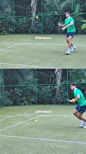 Forehand Fix (High Vs Low Ball) #tennis #tennisforehand #forehand #tennisshorts