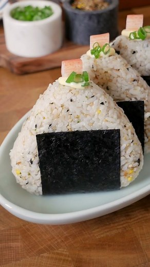 today on 🍚 'rice is life', we have a spicy creamy crab onigiri recipe... | onigiri recipe