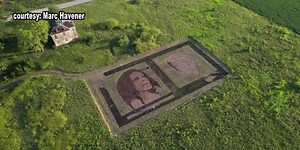 Kansas artist creates giant earthwork portrait of VP Kamala Harris