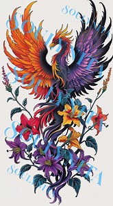 8 Phoenix Tattoo Designs With a Twist — Rebirth — Unique Minimalist Printable Tattoo Art - Etsy