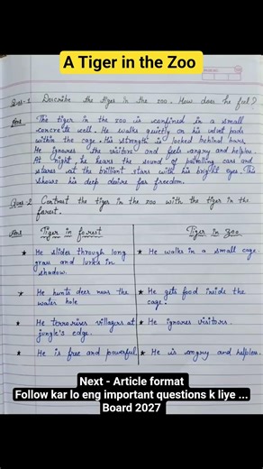 A Tiger in the Zoo - Class 10th Poem 3 |UP Board and CBSE Board #boardexam2027 #class10 #study