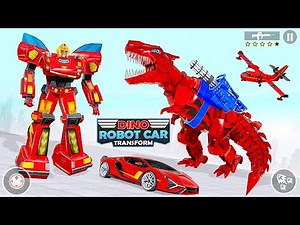 Dino Transform Robot Car Game: Red Robot Dragon Wars of Robot | Android iOS Gameplay