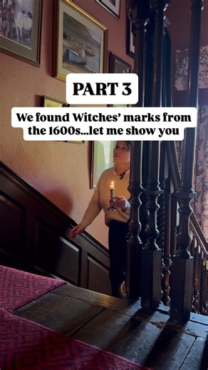 Sheila & Bruce Harvey-Larmar on Instagram: "Just in time for Halloween, we’ve discovered six tiny symbols stamped into the original 17th-century cupboard bolts in our house - each one a Butterfly Cross, a form of apotropaic (protective) symbol. These marks were believed to ward off evil or misfortune and are more commonly referred to as witches’ marks. Apotropaic symbols are usually carved into wood or stone near thresholds like doors, windows, or fireplaces - places where harmful forces were th