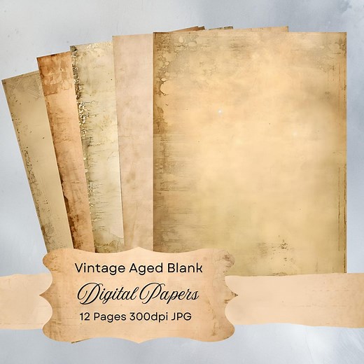 Vintage Aged Digital Paper, Antique Parchment Paper, Rustic Old Paper Texture Pack, Plain Simple Background for Journalling & Scrapbooking. - Etsy