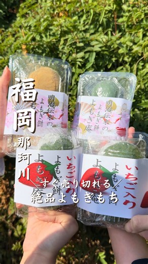 わざわざ買いに行きたいよもぎもち✨ 福岡のテンション上がるグルメをご紹介✨ ちょっぴり健康も意識してるよ！ @koie_no_gurume 開店1時間で売り切れる 虜になるよもぎもちを買いに行ってきました！ 見返しやすいように「保存」＆「フォロー」 よろしくお願いします！ 【店名】 よもぎ庵 【場所】 福岡県那珂川市松木4丁目5-5 【アクセス】 福岡市内から車で約30分 【営業時間】 10:00〜（売り切れ次第終了） 【定休日】 木曜日 【電話番号】092-953-2806 【駐車場】 あり ※詳細は公式情報をご確認ください Facebookあり Instagramなし 開店前からお客さんが次々と訪れる 那珂川の人気和菓子店✨ よもぎをたっぷり使ったおもちは 深い緑色で香りがとても豊か おもちは柔らかくて弾力があり 中には甘さ控えめの粒あん 豆の風味もしっかり感じられて めっちゃ美味しい！ いちごよもぎもちは季節限定で あっという間に売り切れるほど大人気 いちご🍓は大きくてあまく よもぎもちとの相性も抜群！ 意外なほどよく合う 無添加・無着色なのも嬉しいポイント✨ よもぎの香りとも