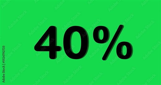 40% percent discount label symbol animation on green screen background. 40 percent sign discount and sale concept