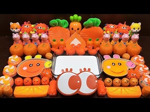 SATISFYING WITH ORANGE SLIME AND FLOAM ! Mixing Random Things Into GLOSSY Slime #338
