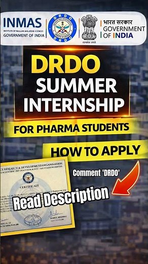 DRDO INMAS Internship for Pharmacy Students | INMAS DRDO Summer Internship | Pharmacy internship