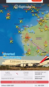 Emirates Airbus A380 flight EK407 Melbourne Australia to Dubai UAE. #emirates #airbus #a380 #flight #ek407 #melbourne #australia to #dubai #uae #diverted #planes #planespotter #planespotting #aviation #avgeek #fyp #reels #sydney #viral #video #flightradar24 #mel #dxb #syd | Water.Sounds.Aviation