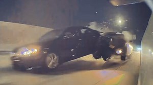 Watch: Dodge Challenger Crashes Trying to Keep up With a Tesla Model 3